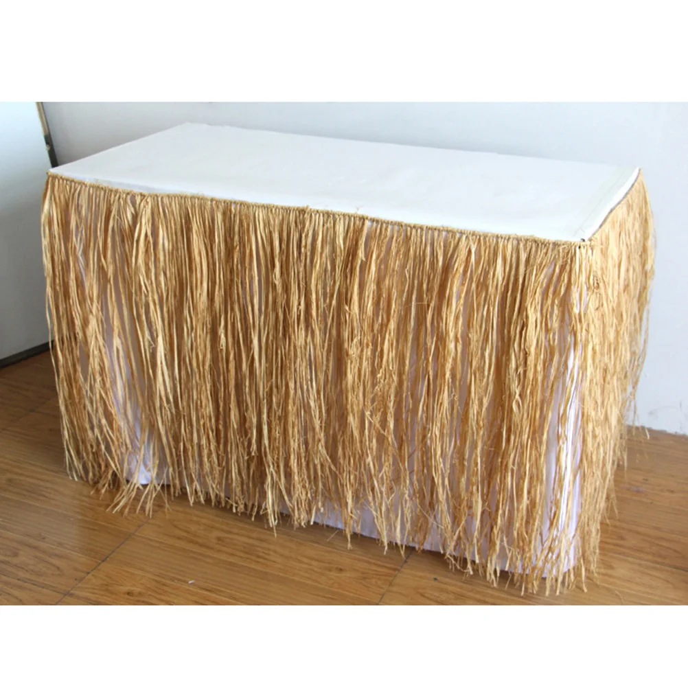 Luau Grass Table Skirts Hawaiian Simulation Straw Desk Skirt Decorative Prop multiuse Seaside Beach Vacation Party table Decors