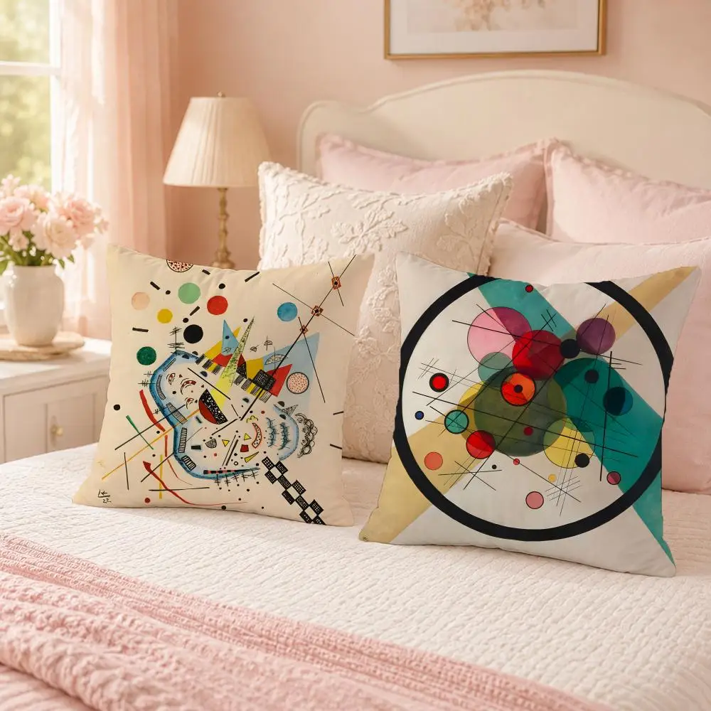 Famous Artist W-Wassily KandinskyS Cushion Cover Soft Skin Friendly Cloud Like Comfort Pillow Cover for Sofa Bed Seat
