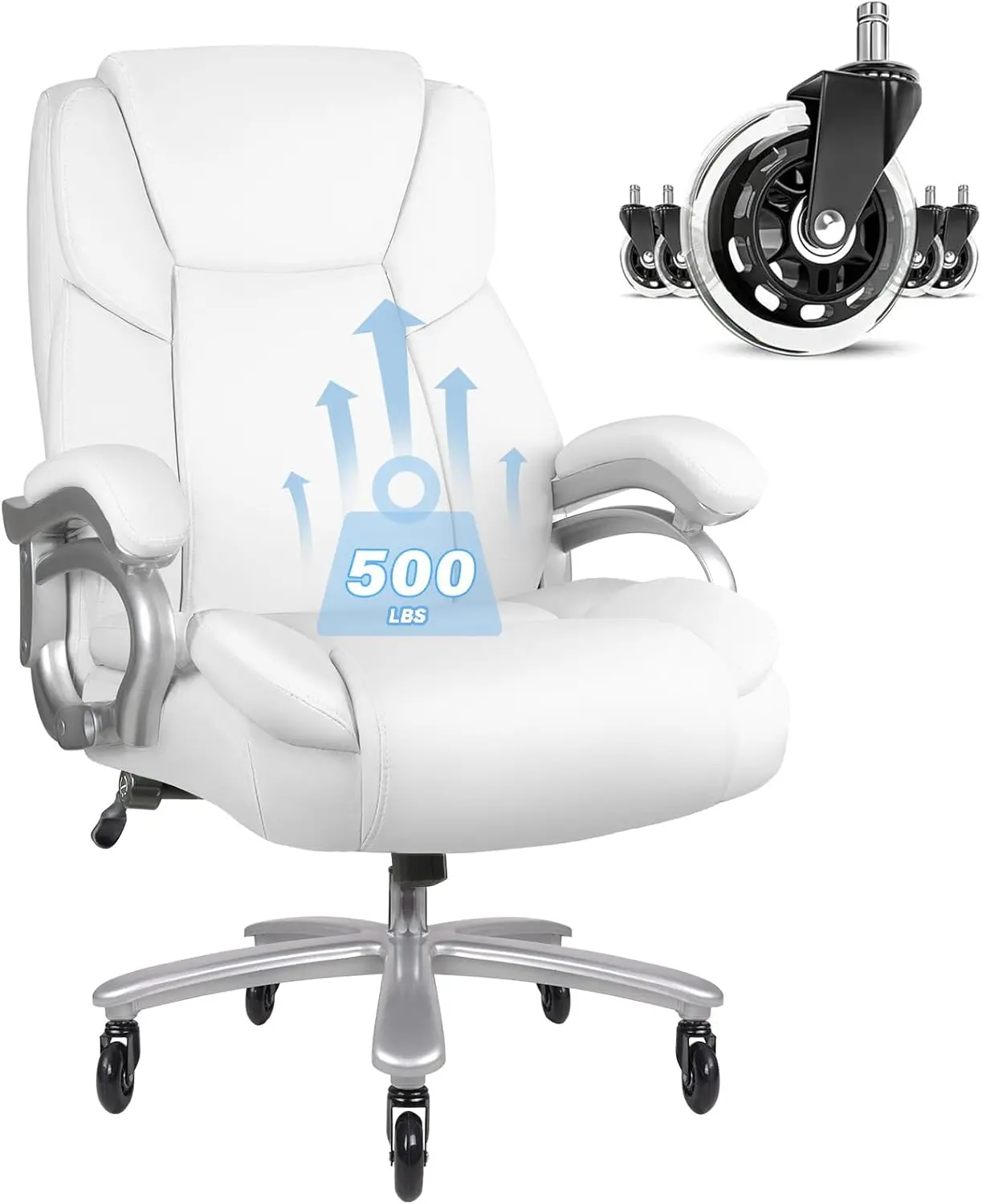 

Big And Tall Office Chair 500Lbs With Lumbar Support, Ergonomic Heavy Duty Bla Office Chair, Leather Office Executive Chair