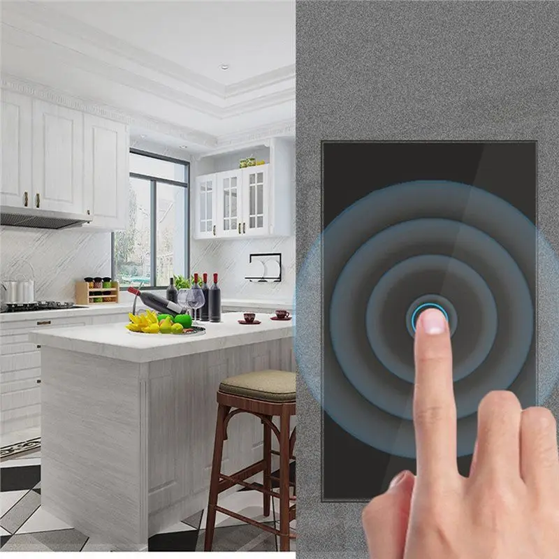 AS94-Glass Touch Control Wifi Smart Wall Light Switch Wireless Voice Remote Power Switches Tuya Alexa Google Home 1-Gang