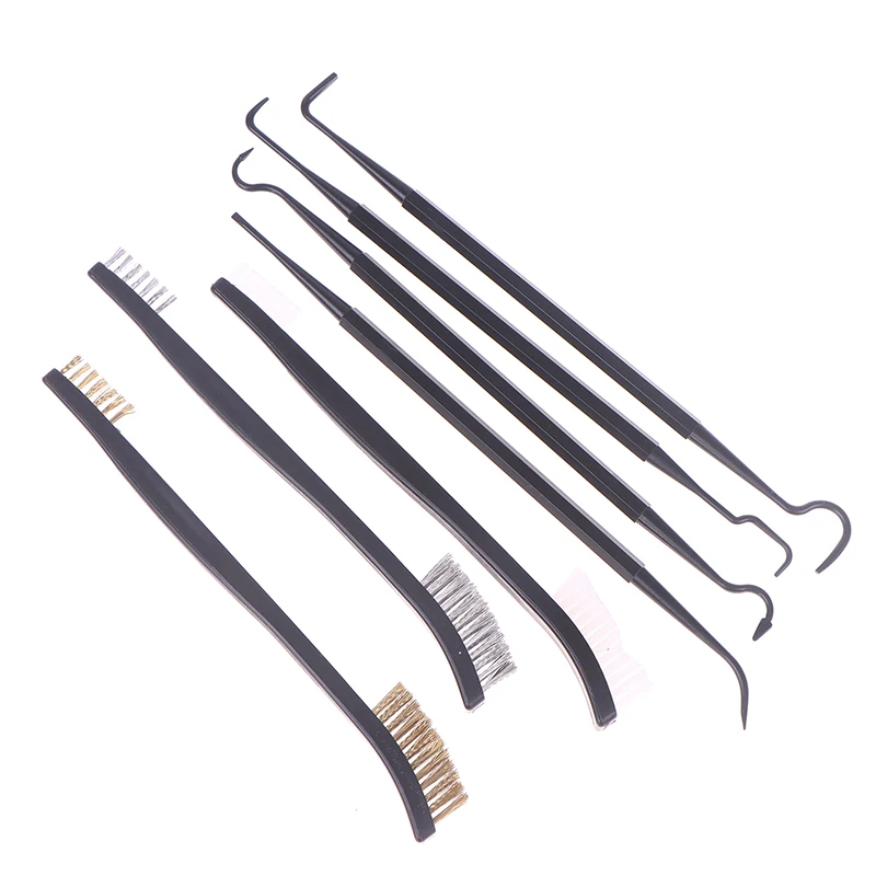 7Pcs Outdoor Rifle Cleaning Kit/ 3Pcs Brush/ 4Pcs Pick Auto Parts Brush Mechanical Brush Camping Accessories Cleaning Tool