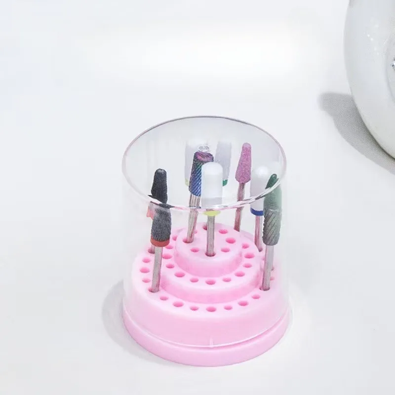 Acrylic Cover Nail Drill Bit Holder Display Storage Box