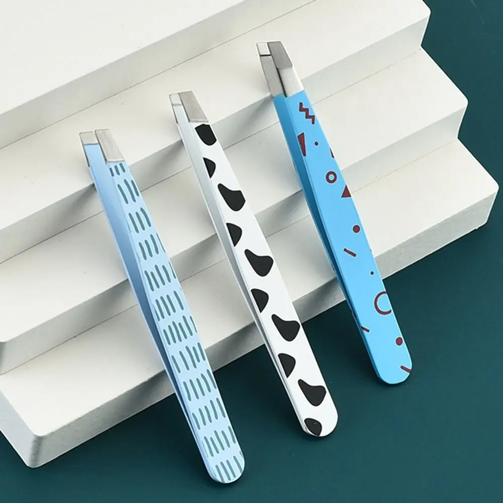 Professional Cartoon Pattern Eyebrow Tweezers Brow Trimming Stainless Steel Eyebrow Clip Removal Fine Hairs Waterproof