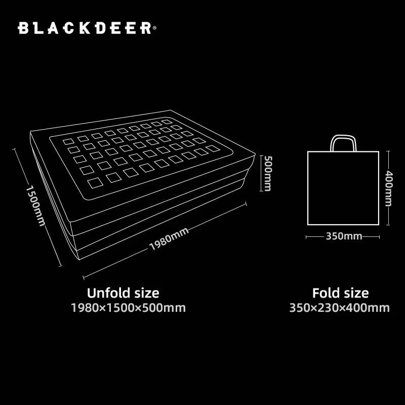 BLACKDEER Inflatable Bed with Backrest 50cm Camping Mattress  TPU Heightening Air cushion   Electric  Pump