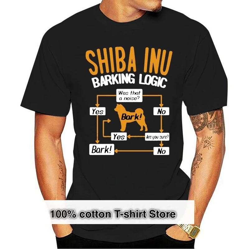 2024 Brand Shiba Inu Barking Logic 2024 Summer Men Short Sleeve T-Shirt