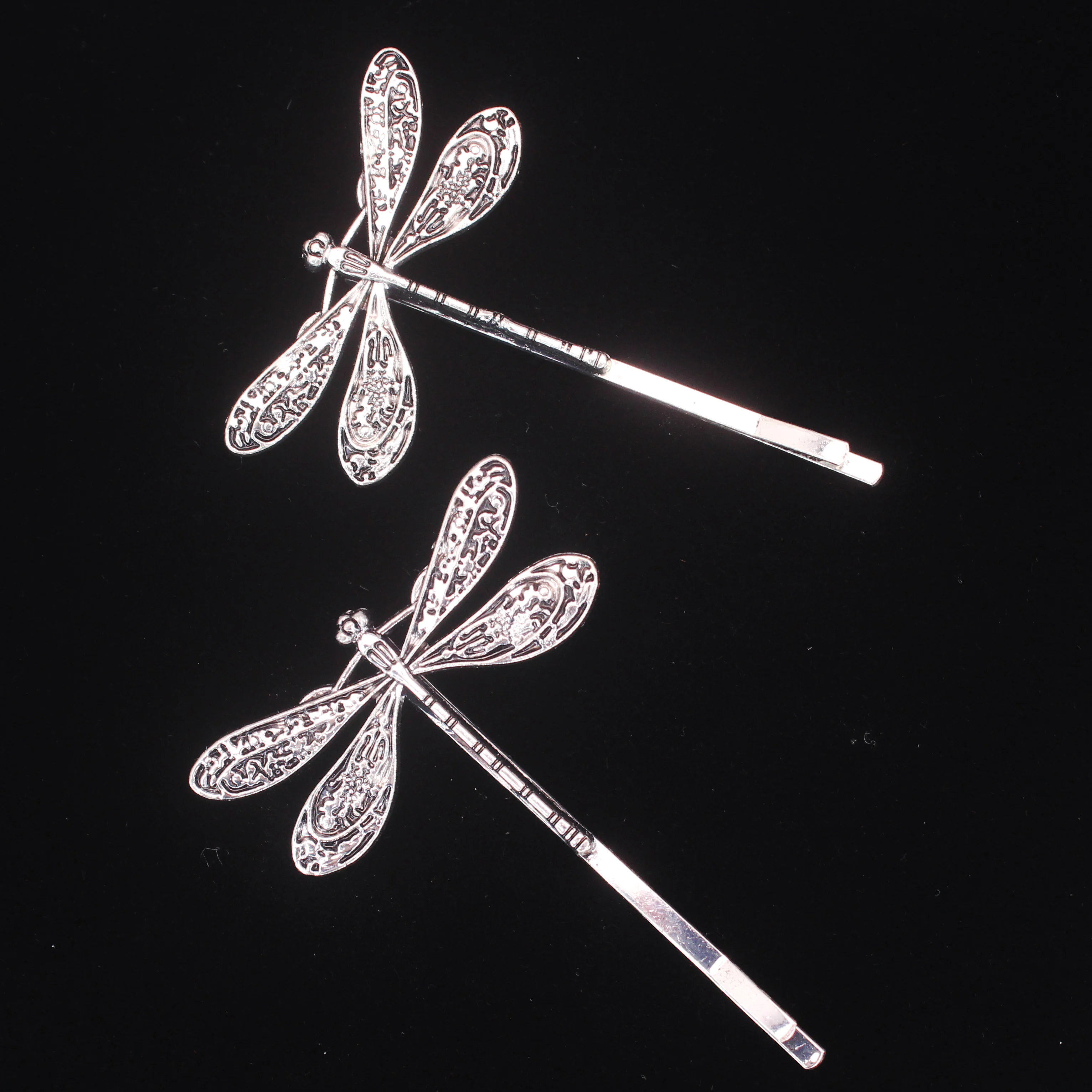 2 Stück/Set Metallene Libellen-Haarspangen für Damen und Mädchen, modische Insekten-Haarspangen, Haaraccessoires für Pony und seitliches Haar – Detail 6