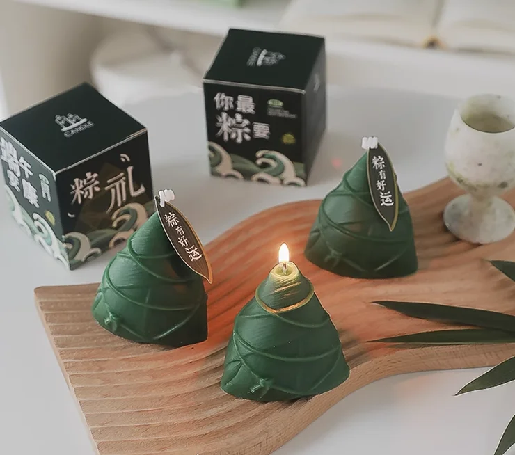 Scented candle Dragon Boat Festival green zongzi high appearance level photo posing creative gift box Teachers' Day with hand gi