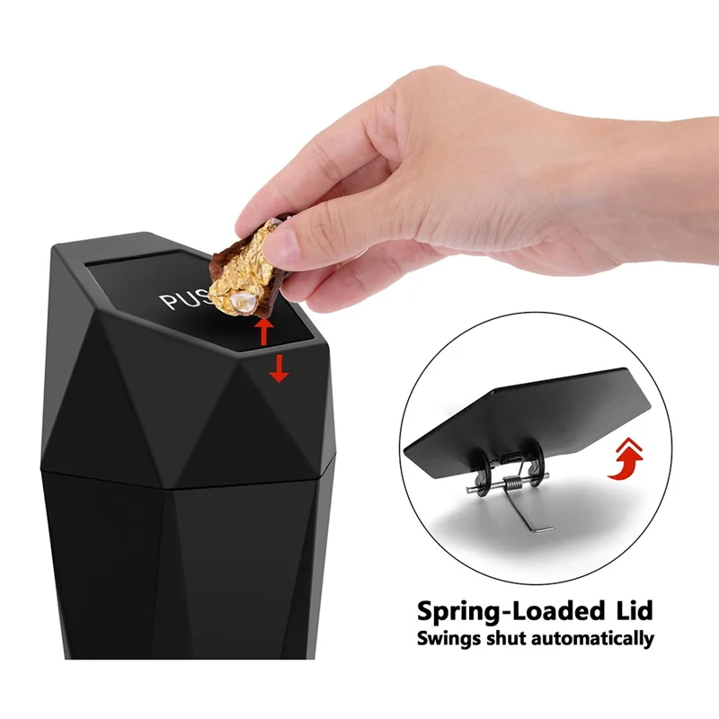 #15H Automotive Parts & Accessories,Car Trash Can Cup Holder, 2 Pack Mini Car Trash Can with Lid,Black