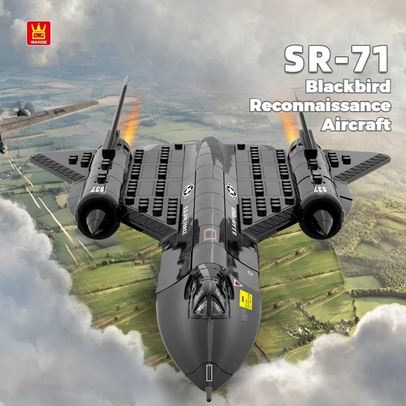 ตัวต่อเครื่องบินรบ SR-71 แบล็คเบิร์ด แบบจำลองบล็อกตัวต่อขนาดเล็ก ของเล่นเสริมพัฒนาการ DIY สำหรับเด็กผู้ชาย