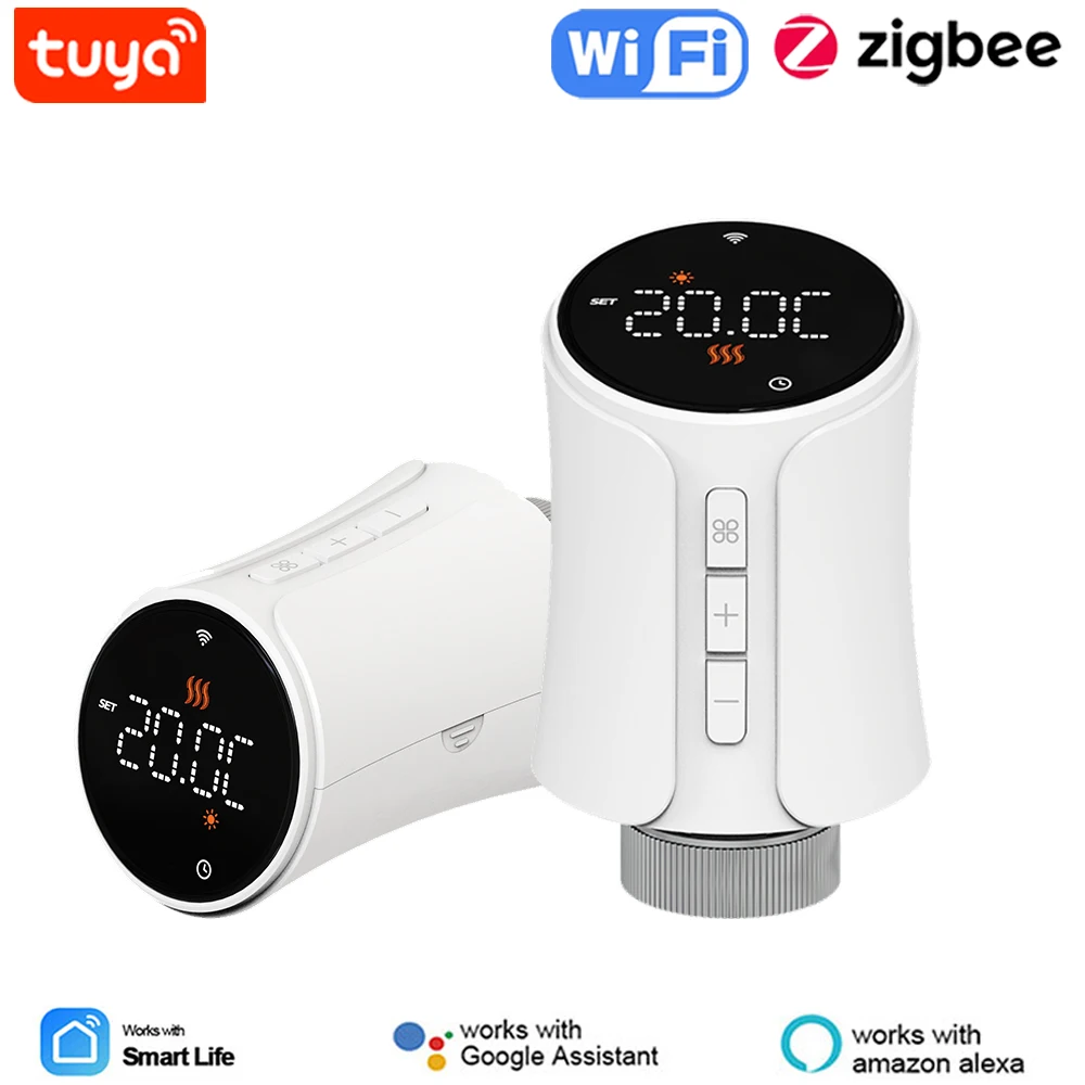 Tuya Smart Wifi/Zigbee Radiator Valve Thermostat TRV Programmable Thermoregulator for Heating with Alexa Google