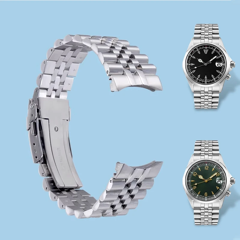 S-REFIT 20mm Jubilee Strap For Seiko Prospex Alpinist SPB115 117 121 123 209 SARB013 15 Solid CurvedEnd Stainless Steel bracelet