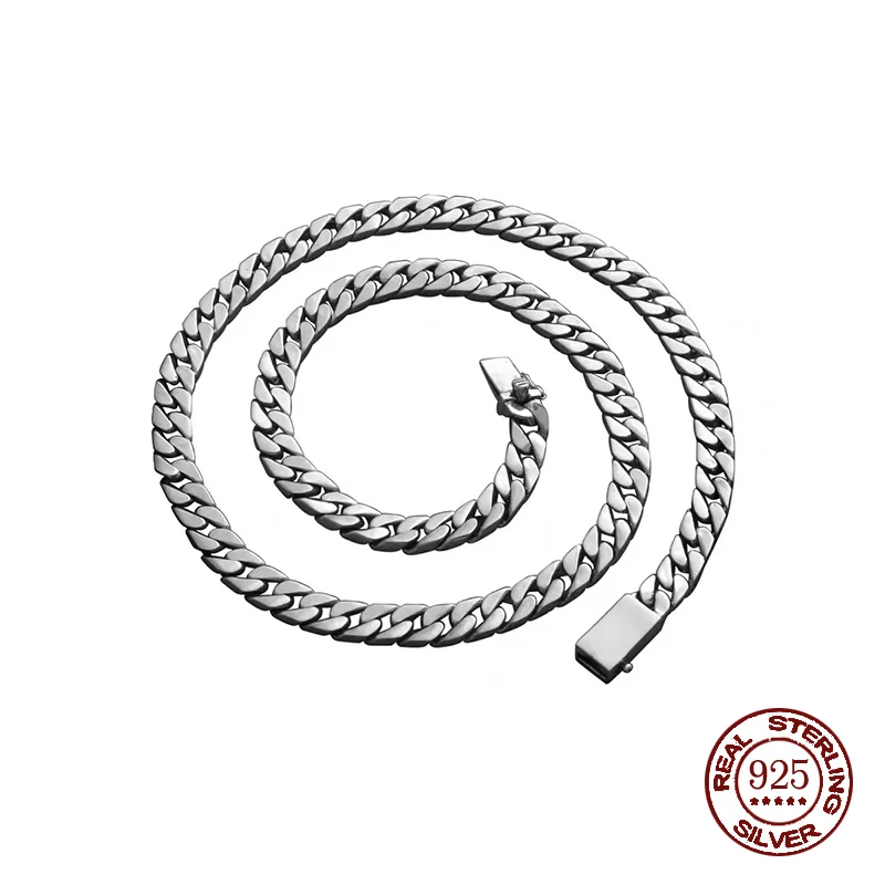 100% S925 Sterling Silver Necklace Bracelet Punk S925 Silver Jewelry Never Fade Carry certificate Men Women Jewelry Gifts image 3