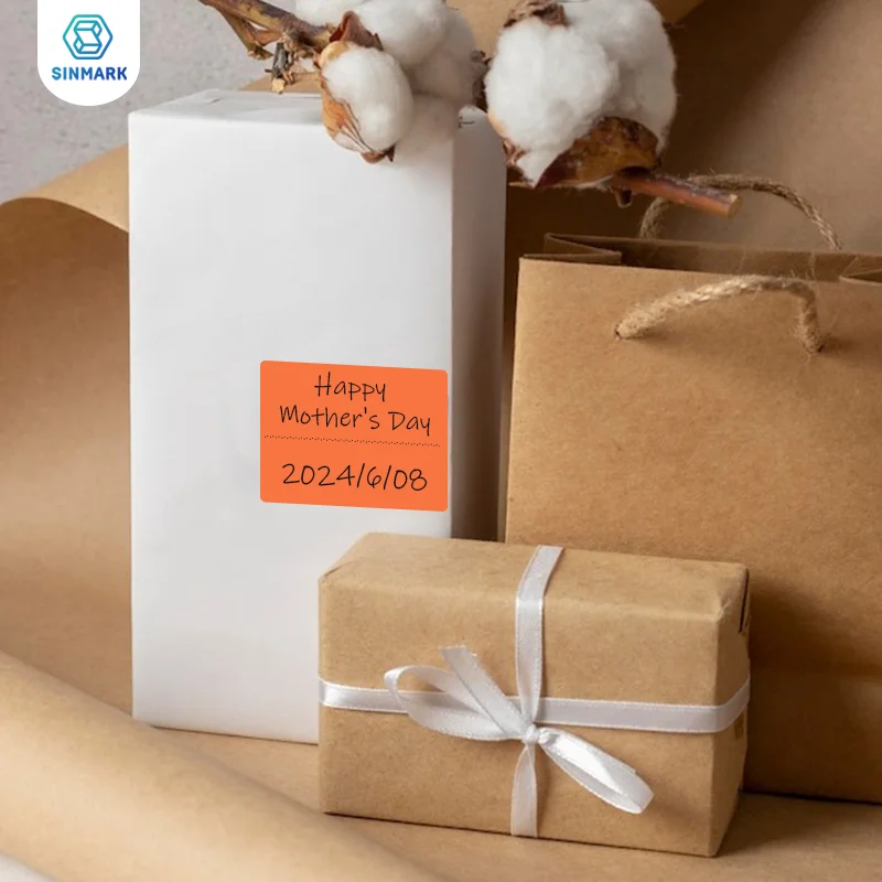 SINMARK 휴대용 프린터용 다채로운 라벨 감열지 스티커, P15 방수 자체 접착 라벨 용지