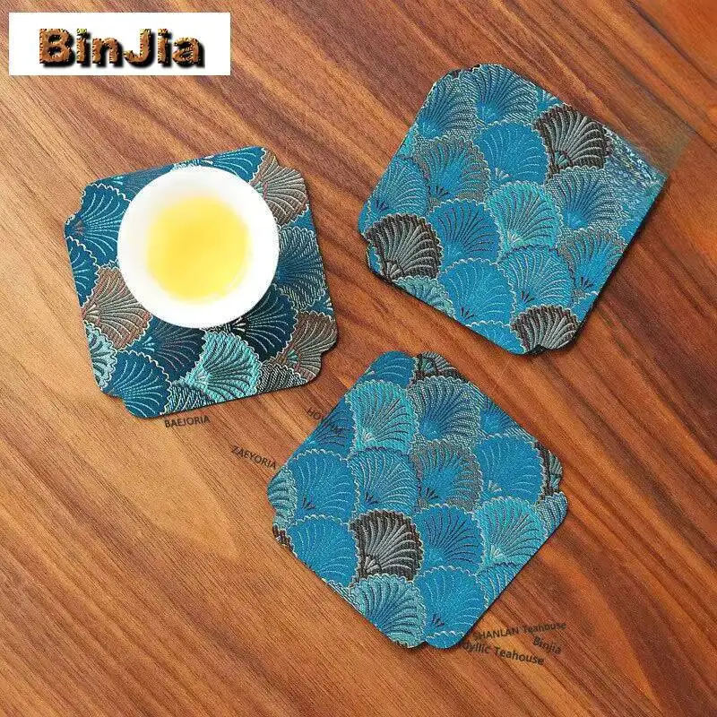 Cloud Brocade Fabric Tea Table Mats Retro Tea Flag Absorbent Clay Tea Mat Drink Coaster Dinner Table Cloth Mat Cha Decoration view 2