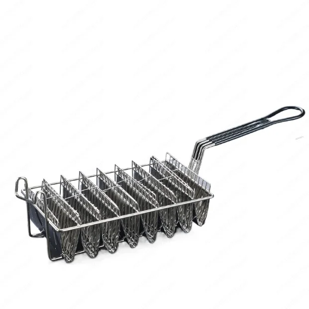 

8 Grids Mexican Tucker Frying Taco Basket with Non Slip Dip Plastic Handle Fried Rack Perfect for Home Party Food Serving