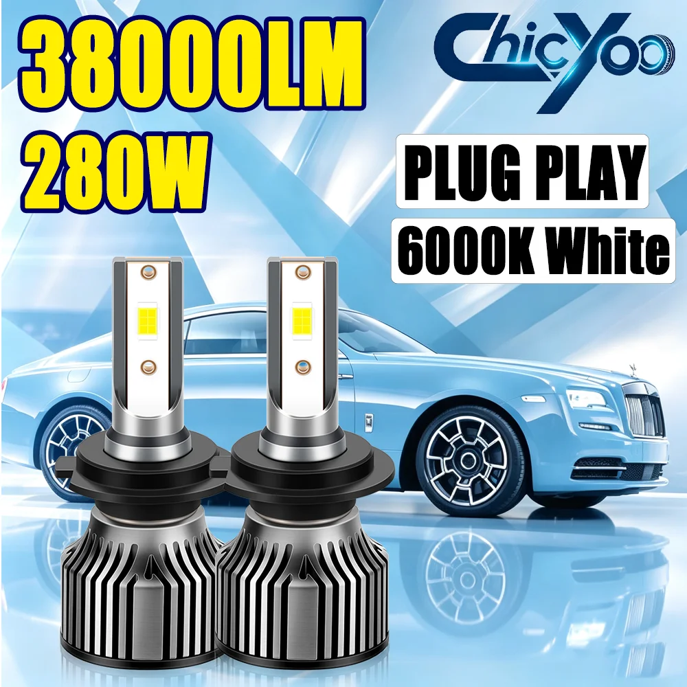 Car Headlight 9005 HB3 9006 HB4 H11 H8 H9 H4 H7 H1 H13 280W 38000LM Canbus No Error LED Headlight 6000K White Plug and Play