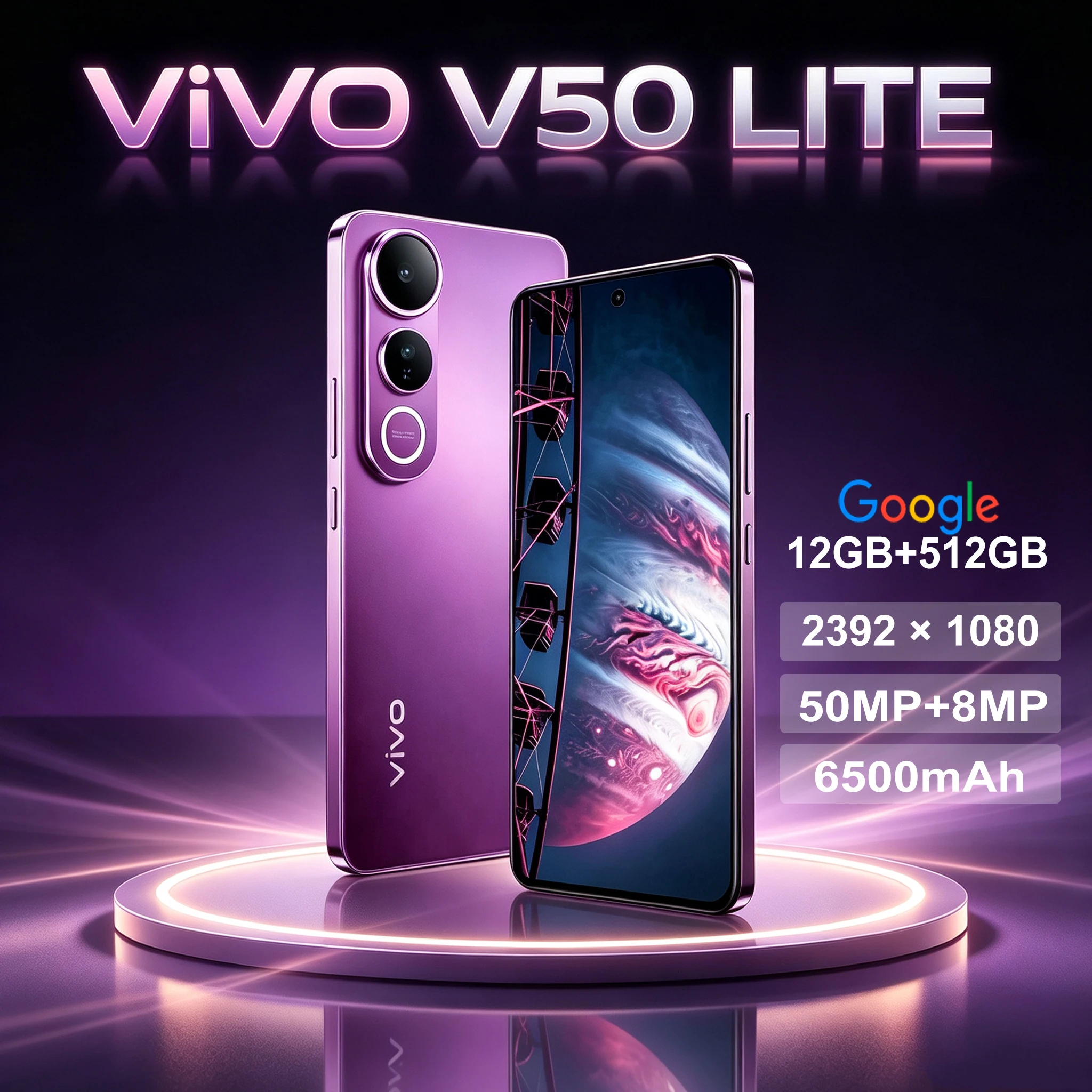 VIVO V50 Lite 5G dual-sim Global Pass smartphone 6.77-inch AMOLED screen under-screen optical fingerprint 12GB+512GB/6500mAh