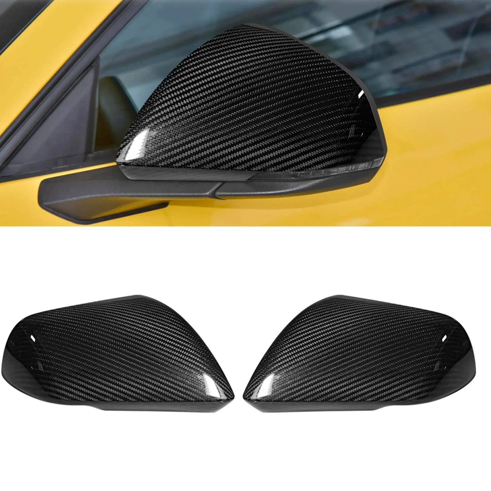 

Pop Rear View Mirror Cover For Ford Mustang 2024-2025 European Version Dry Carbon Fiber Exterior Side Rearview Cap Shell Add On