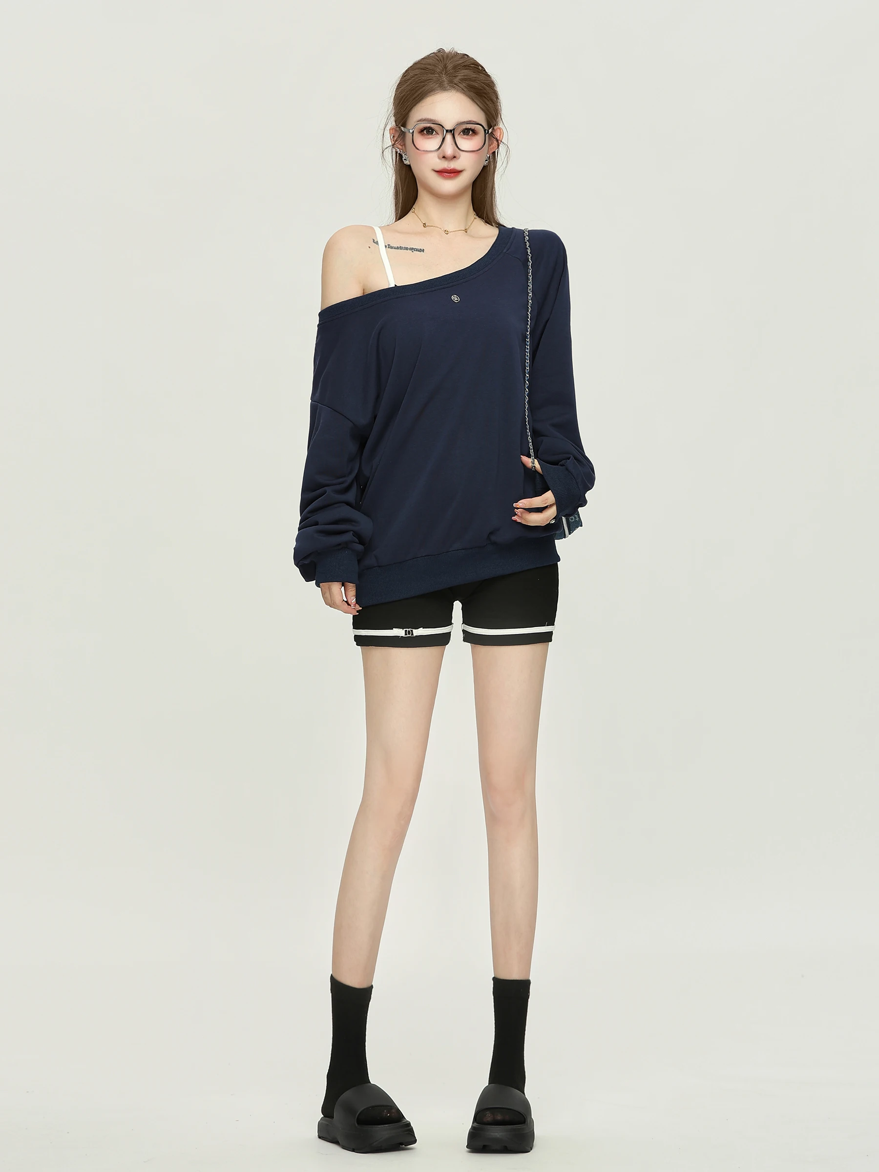 

Faionable oulder Bared Hoodie And Ultra ort Pants Two Piece Set for Women Anti Aging Spring Autumn Sle by Little P Cl...