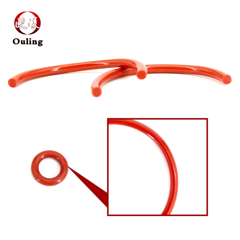 VMQ CS1/1.2/1.5mm Thickness OD3-100mm Red Silicone Rubber O-Ring Seal Manufacturer O Ring Washer Product Category Seals