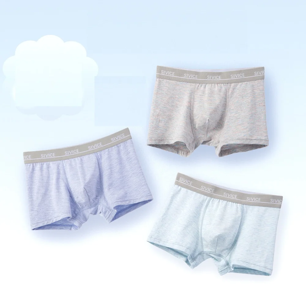 New Children High Quality Solid Boys 95%Cotton Boxer Shorts Panties Kids Underwear for 4-13 Years Old Teenager 3pcs/Lot Student