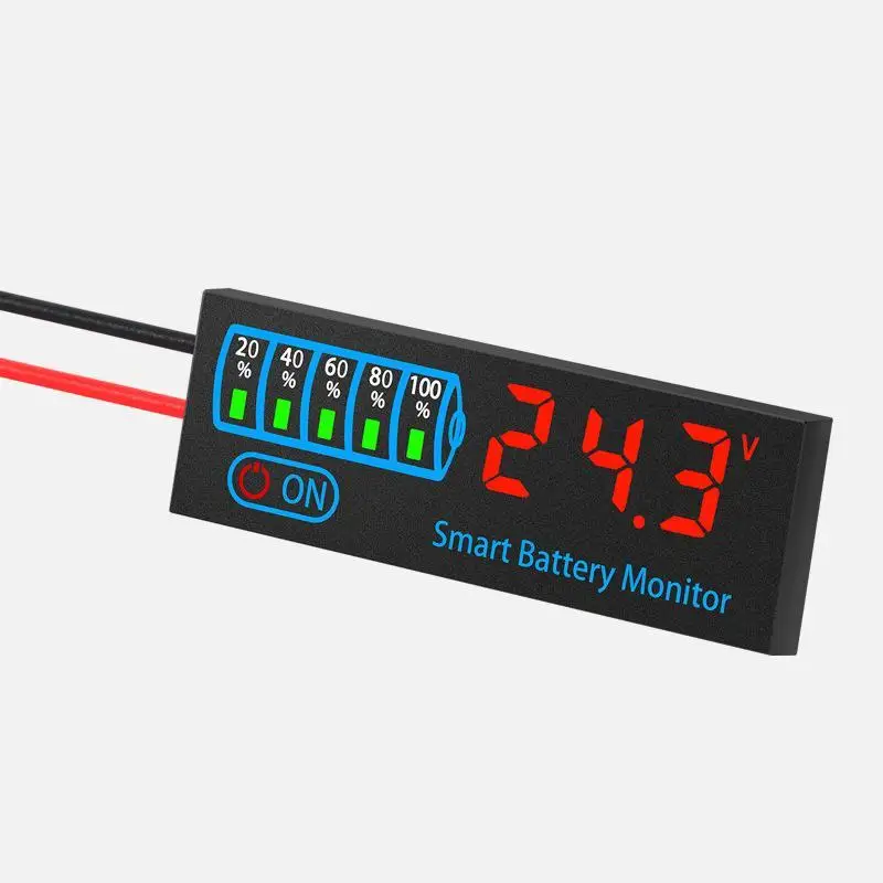 Smart Battery Monitor Low Power Consumption DC 7-55V LED Display Power Off Memory for Car RV Boat Travel Trailer