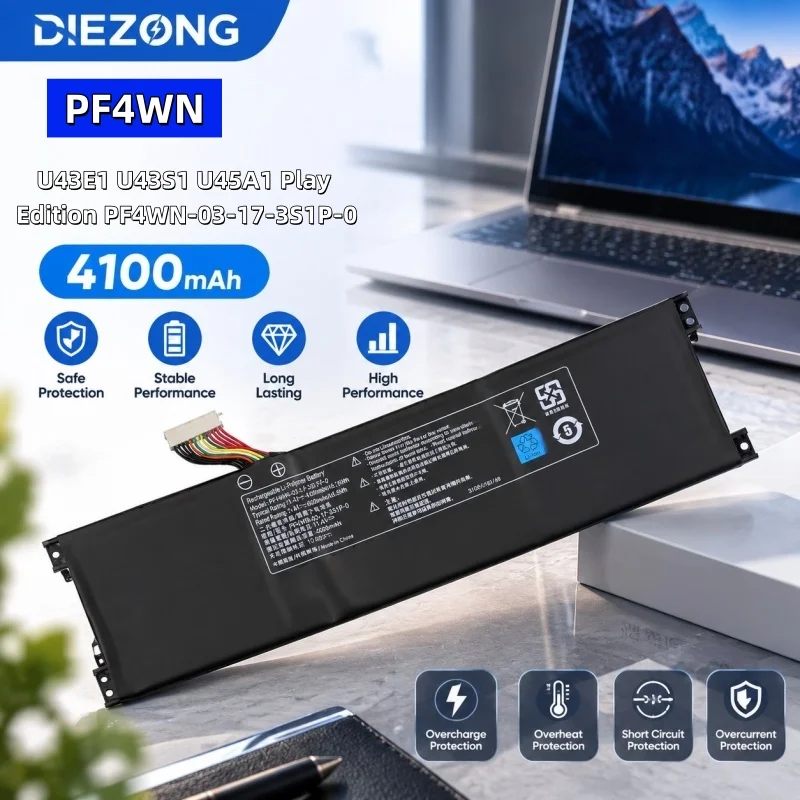 4100MAH Large Capacity Suitable for Shenzhou Jingshield U43E1 U43S1 U45A1 Play Version PF4WN - 03-17-3 S1P - 0 Notebook Battery