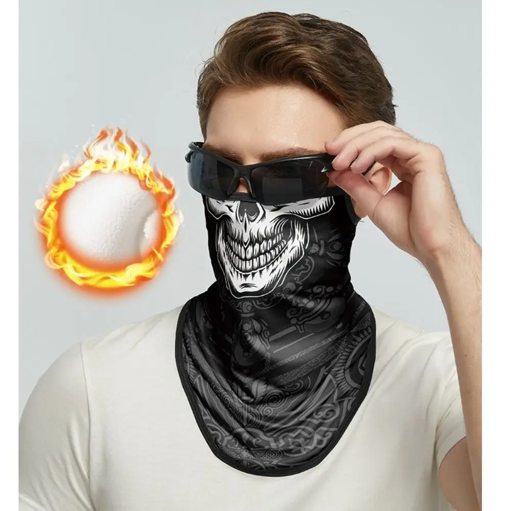 Winter Plush Fleece Scarf Multi-function Windproof Face Mask Warm 3D Print Neck Gaiter for Men Women