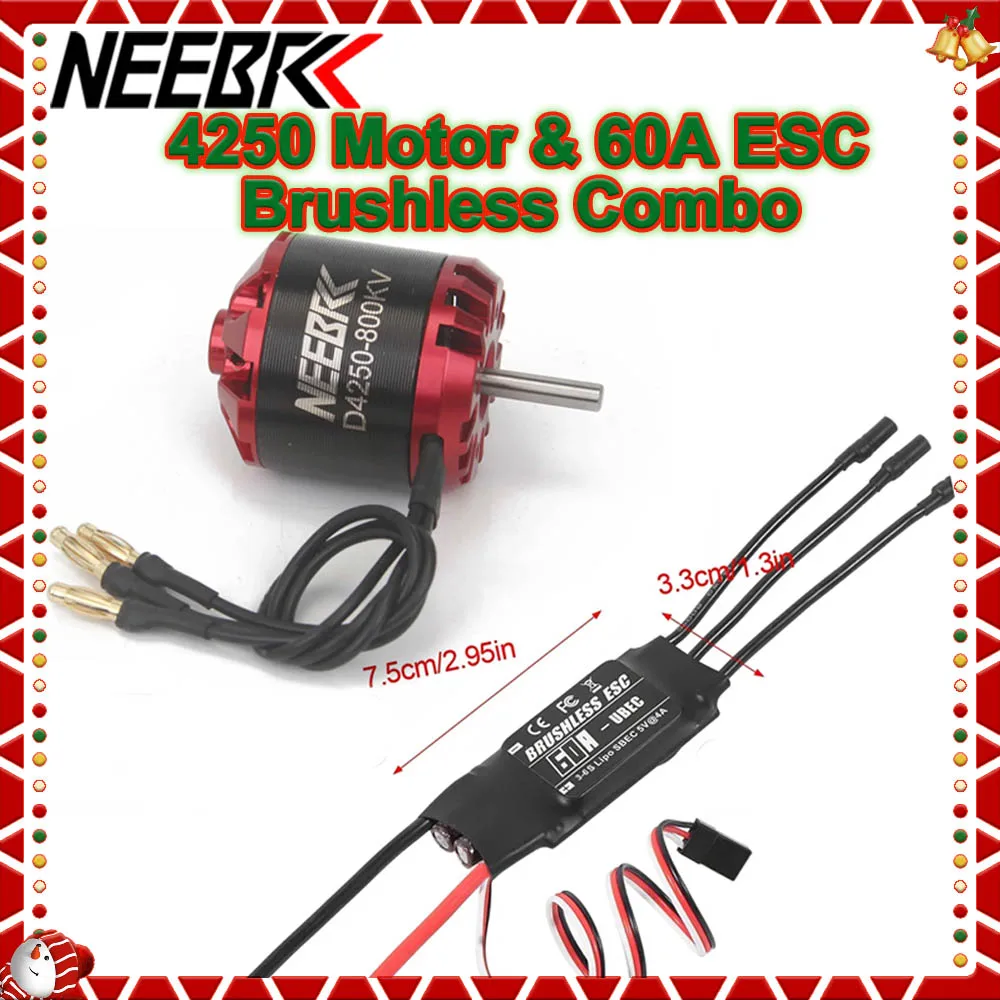 

NEEBRC 4250 Outrunner Brushless Motor 600KV 800KV 3-6S 60A ESC for RC Multicopter Quadcopter Fixed Wing FPV Drone Aircraft Parts