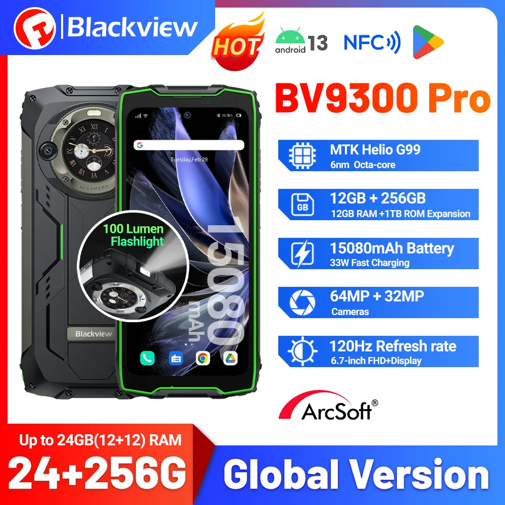 

[Newest] Blackview BV9300 PRO Rugged Smartphone Helio G99 Android 13 Cellphone 8GB 12GB RAM, Dual Display Mobile Phones