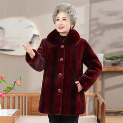 Winter Thicke Mink Fleece Coat Women Imitation Fur Mink Coat Mom Winter Warm Cotton Coat Female Faux Fur Jacket Outerwear XL-5XL