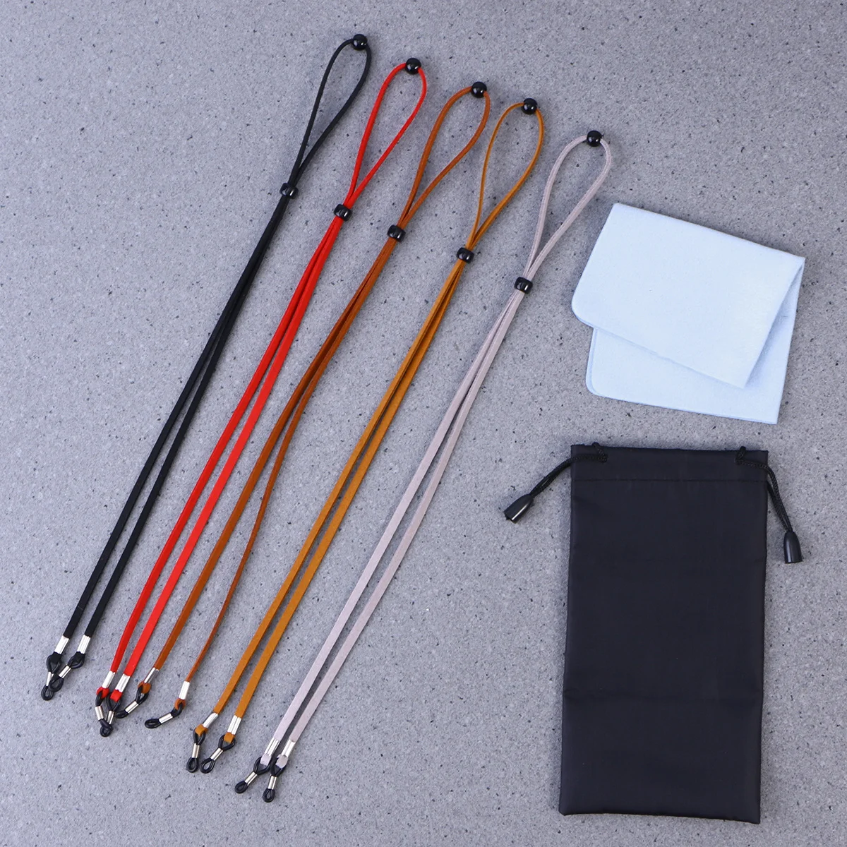 

5pcs Non-Slip Eyeglass Strap Adjustable Glasses Holder Durable Eyewear Retainer Fit All Sunglasses Safety Glasses With Cloth Bag