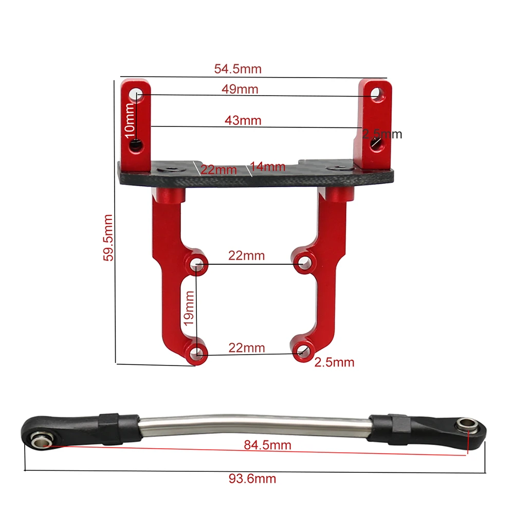 Carbon Fiber Metal Servo Mount Stand with Steering Link for 1/10 RC Crawler Car Axial SCX10 II 90046 AR44 Axle Upgrade Parts