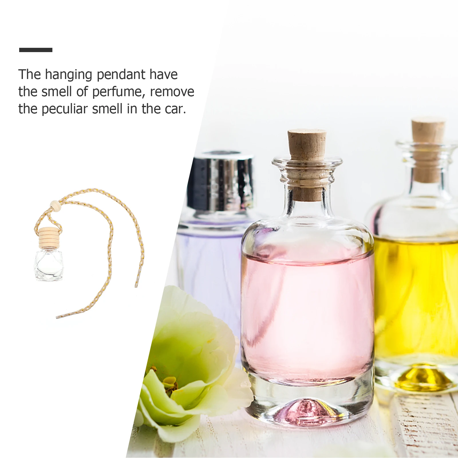 

6pcs Perfume Bottle 8ml Wooden Air Freshener Essential Oil Car Interior Car Hanging Perfume Bottle Hanging Decor Accessories