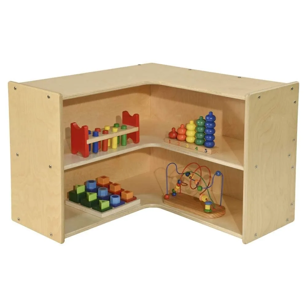

"Greenguard Certified Storage Bookshelf with 2 Corner Shelves for Kids' Toys and Playroom Organization"