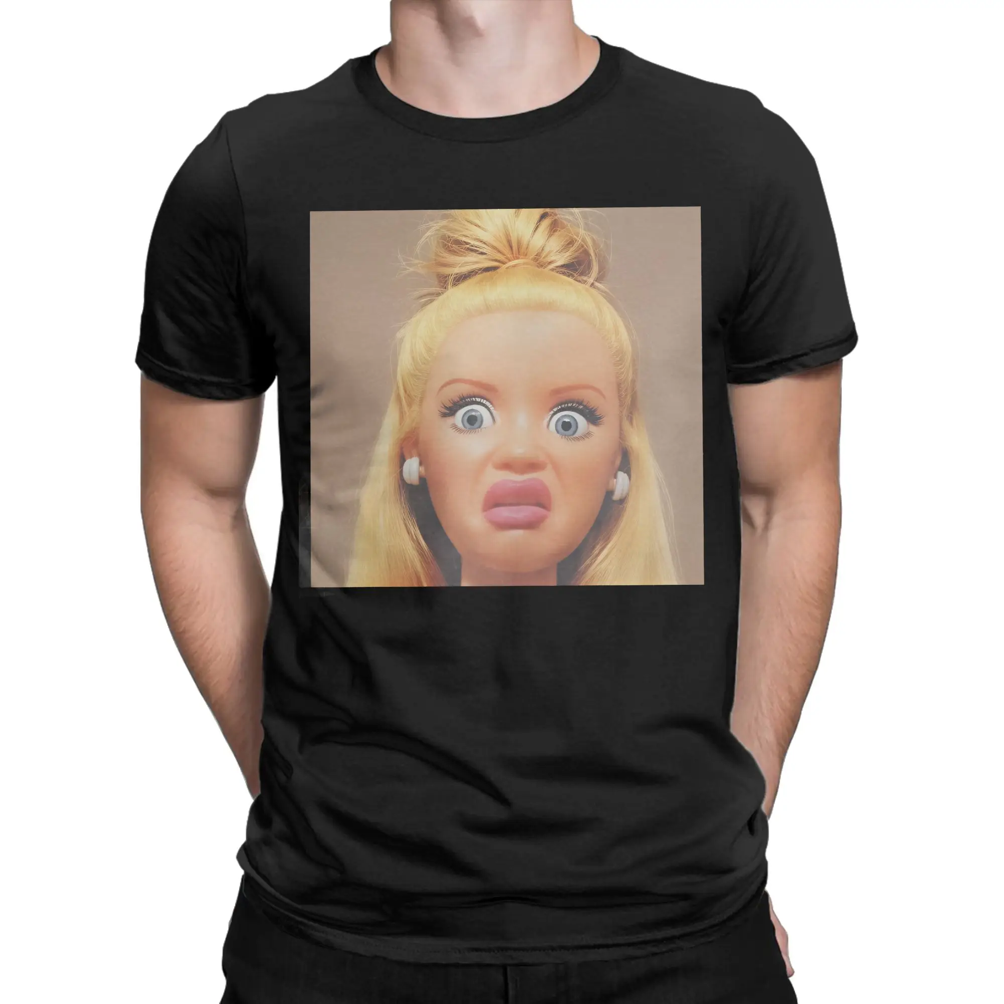 Funny Doll Print Pure Cotton T Shirt For Couple Summer  Y2K Basic T-Shirts O-Neck Trending Tee Shirt Oversized Design Tops