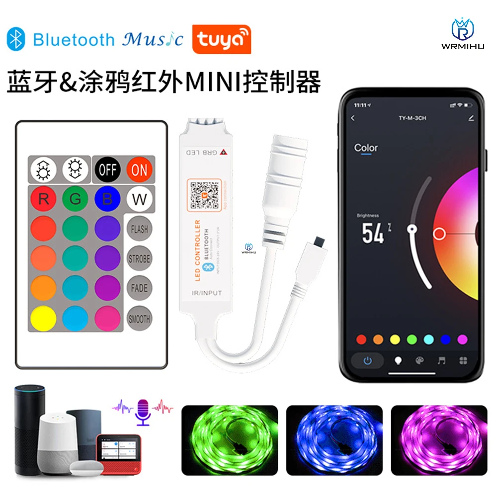 

Музыкальный Bluetooth-контроллер APP RGB для WS2812, WS2811, WS2815, Светодиодная лента, умная светодиодная строка, дистанционное управление, Alexa, Google Home