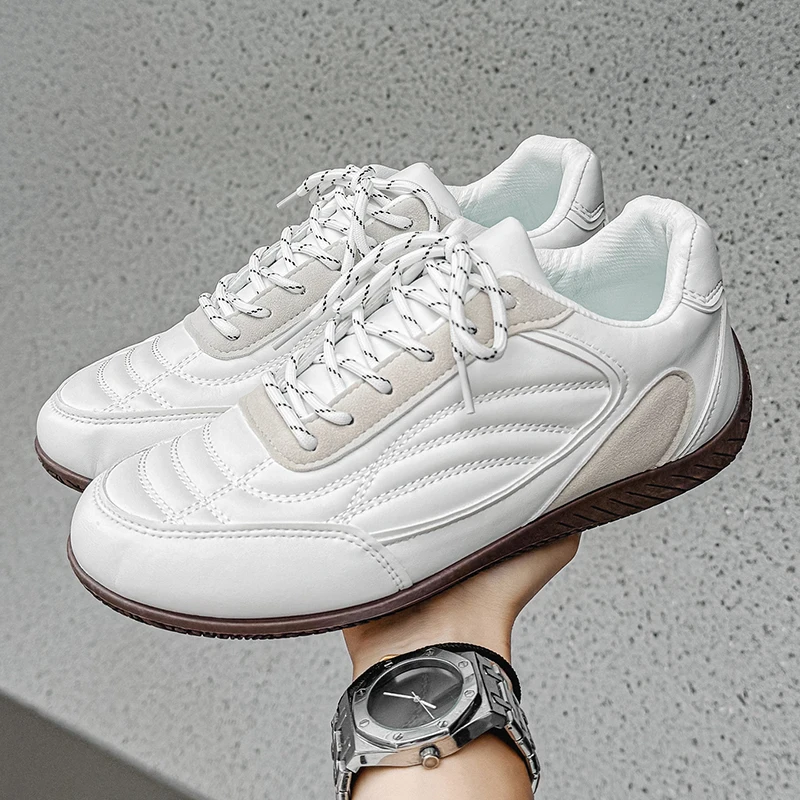 Quality Men Casual Sneakers Autumn Leather Men Shoes Comfortable Sport Shoes Soft Zero Soles Walking Shoes Fashion Racing Shoes