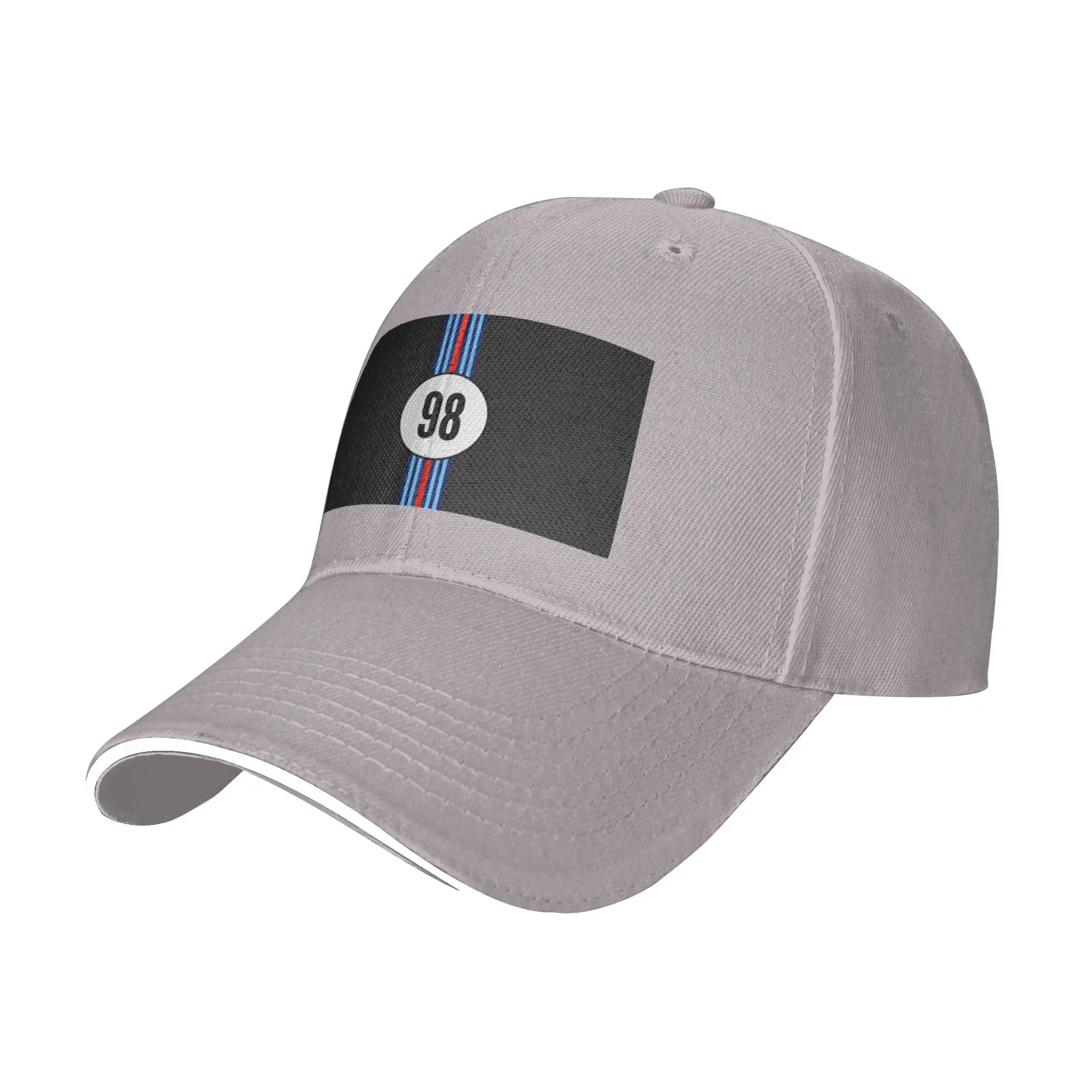 Fashion Martini Racing Stripes Carbon Background  98  Curved Brim Baseball Cap Covering Face Without Makeup Summer Woman Hat