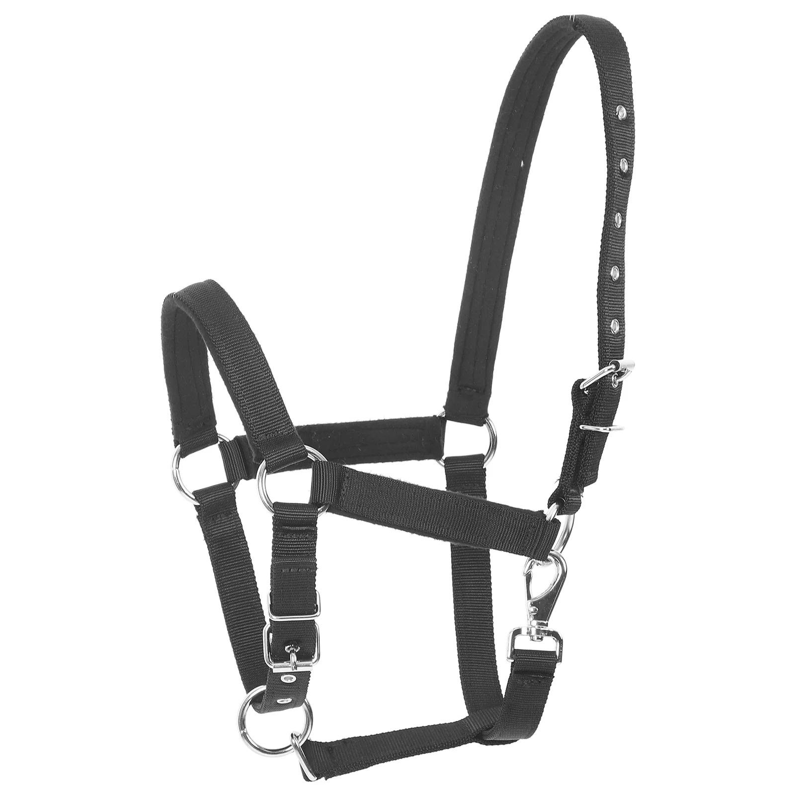 

Safety Horse Halter Black Nylon Adjustable Riding Equipment Portable Durable Head Collar for Equestrian Training Show