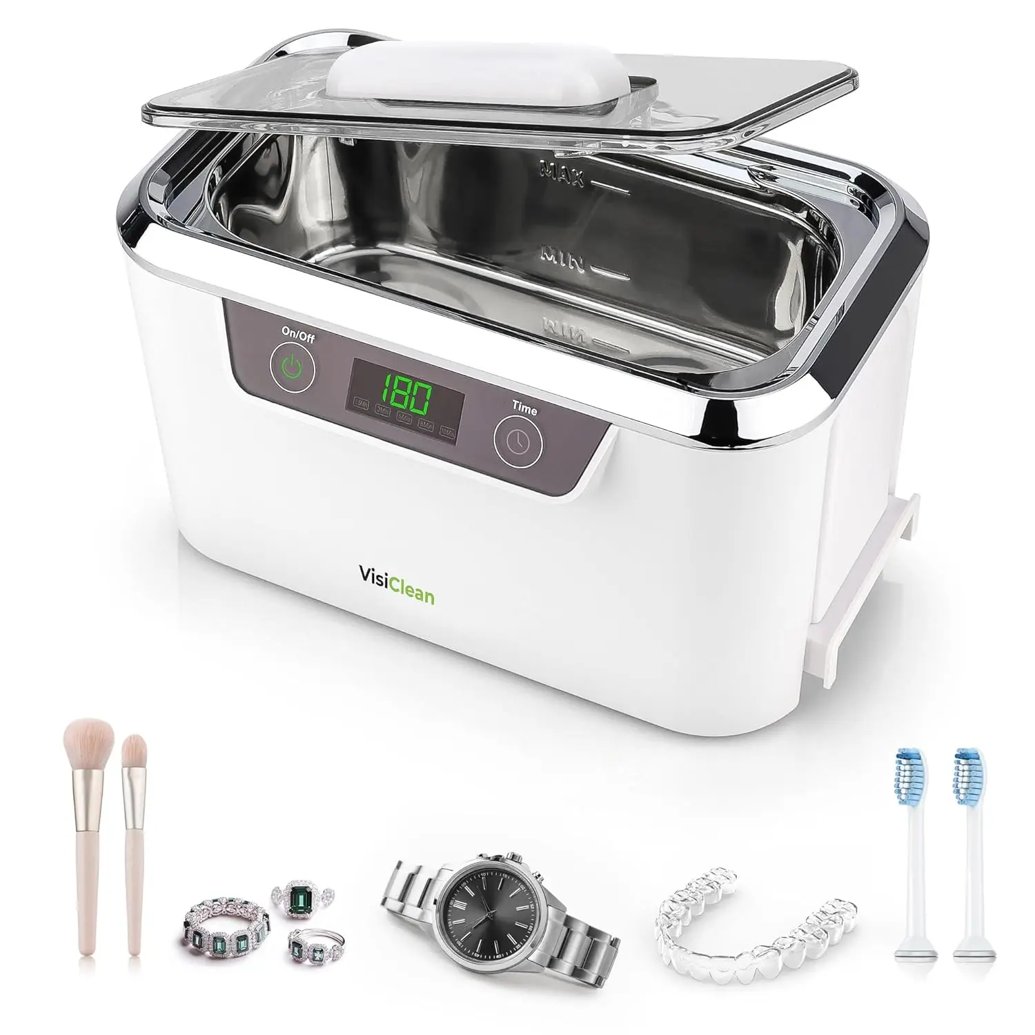 

Ultrasonic Cleaner for Jewelry, Glasses, Dentures, Coins, Razors and More – Professional Cleaning for Diamond Rings, Silver