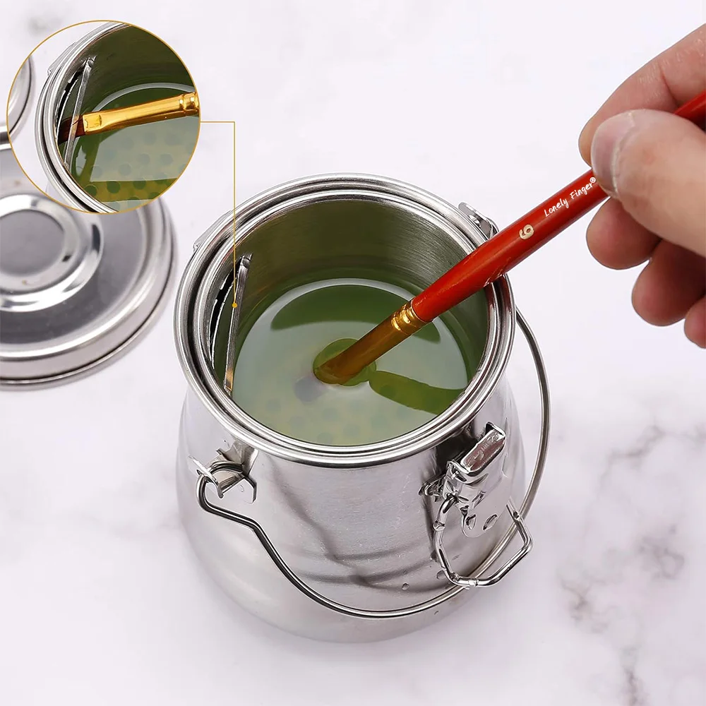 Oil Paint Brush Washer, Portable Stainless Steel Leak-Proof Paint Brush Washer with Lid and Filter Screen for Oil Painting view 5