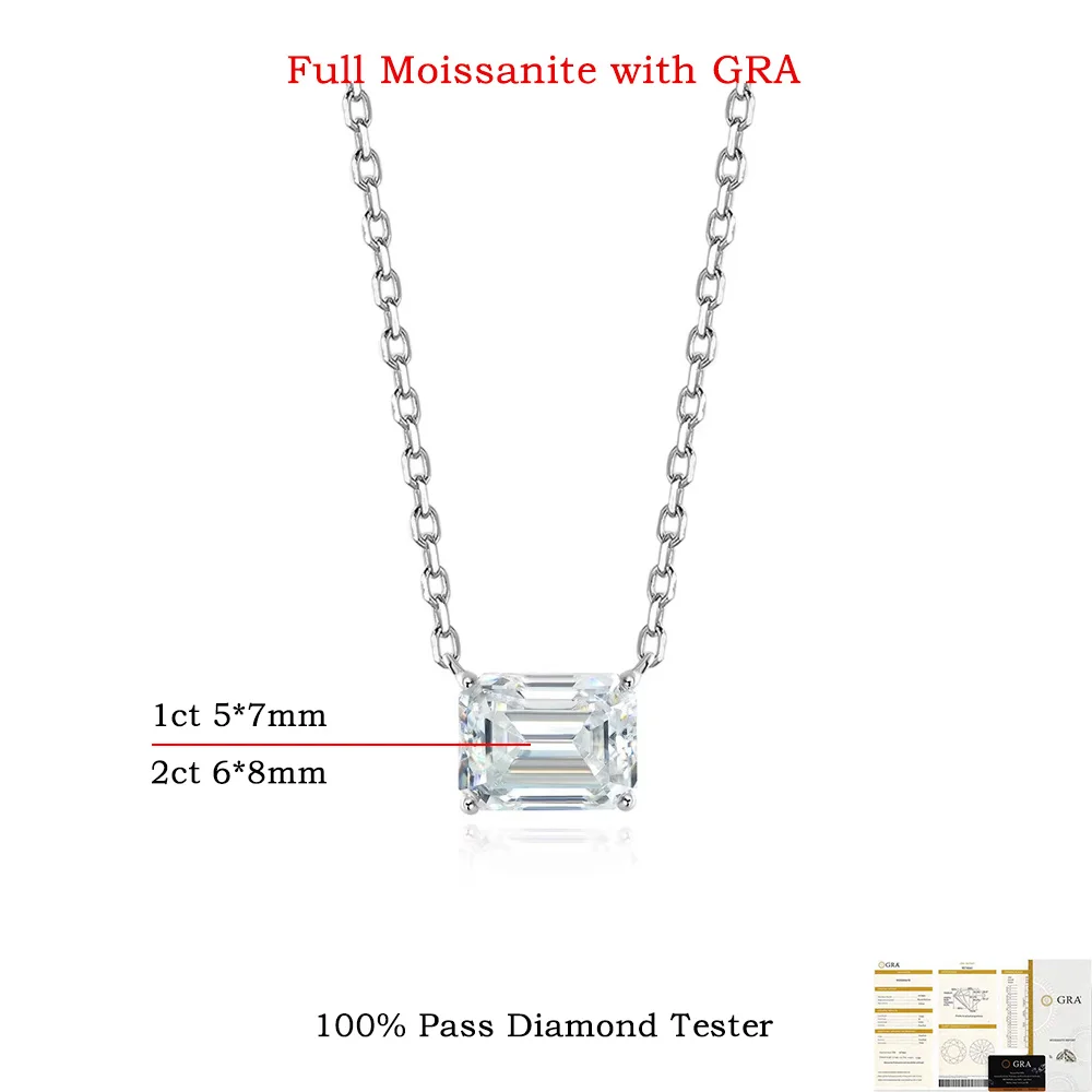 Feobur 1/2CT الزمرد قطع مويسانيتي سوليتير قلادة للنساء 925 فضة مختبر قلادة الماس مجوهرات الزفاف هدية #6
