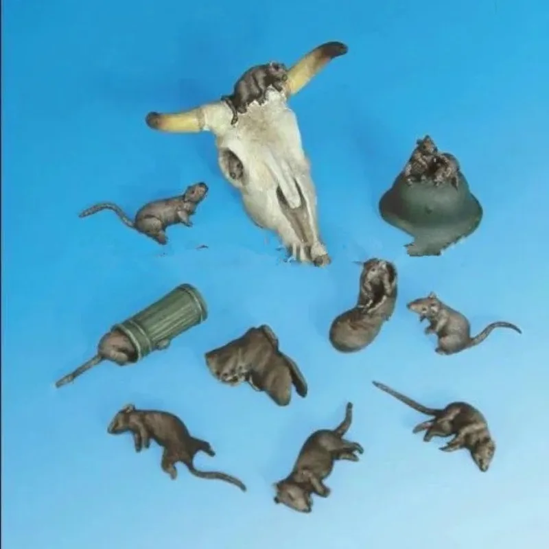 1/35 Scale Resin Animal Model Assembly Kit Mouse and Waste Hobby Miniature Figure Unassembled Unpainted Diy Diorama Toys