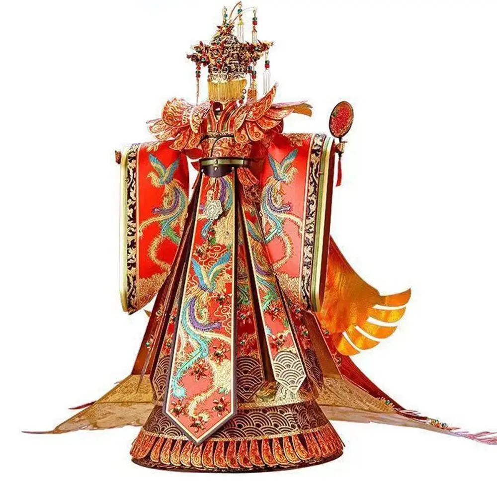 Phoenix Crown Ten Mile Red Makeup DIY Bridal Wedding Bed 3D Metal Puzzle Model Kits Bird Crown Sedan Building Kits Toys