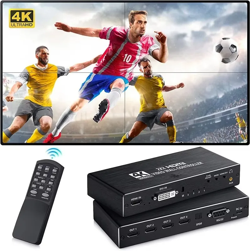 Immagine 4: 4K/1080P 2x2 Compatibile con HDMI DVI TV Video Wall Controller Processore 1X2 1X4 1X3 2X1 3X1 4X1 Multi Video Screen Processore Splicer