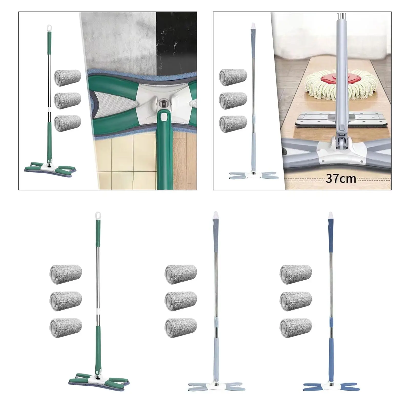 Flat Mopping System with Professional Microfiber Mop for Hardwood Floor Cleaning and Wet Dry Dust Mopping Home Use