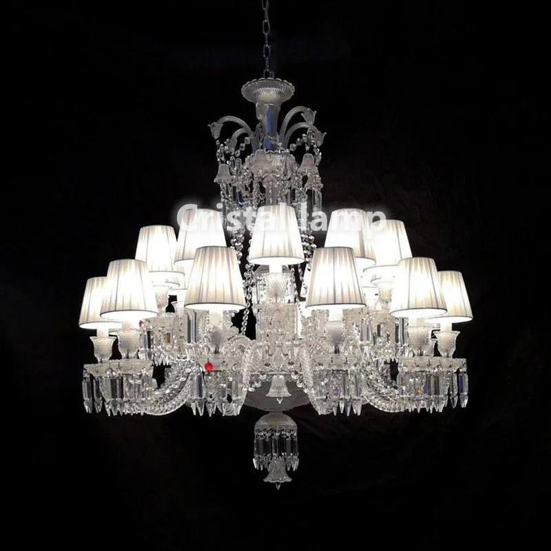 Clear Crystal Lighting Living Room Chandeliers Manufacturer White Lampshade