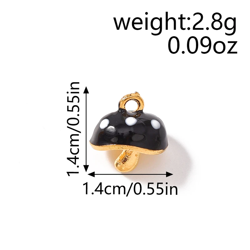 5 Stück 14x14mm Niedliche Mini-Emaille-Pilz-Anhänger für Schmuckherstellung, Halsketten, Ohrringe, Armbänder, DIY-Bastelzubehör – Detail 1