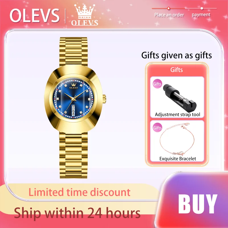 

OLEVS Light Luxury goods Women's Watches Diamond Mirror Surface Quartz Watch Calendar Exquisite Waterproof Female Wristwatch